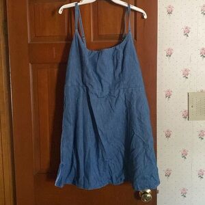 Denim mini spaghetti strap dress